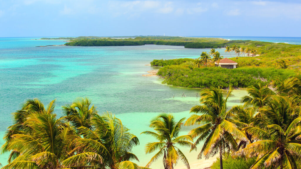 Contoy Island beach. Mexican national park of wild birds.